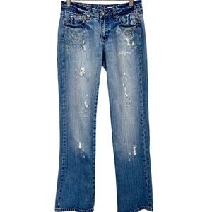 Vintage Y2K Akademiks AKDMKS Women's Distressed Sequin Low Rise Jeans- 30" Waist